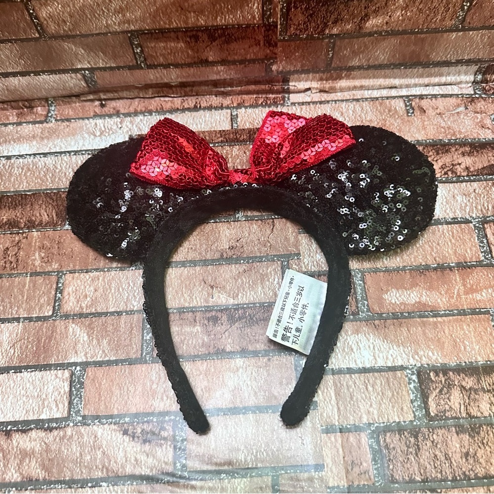 Disney Sequin Red and Black Mouse Ears Headband - Picture 5 of 13